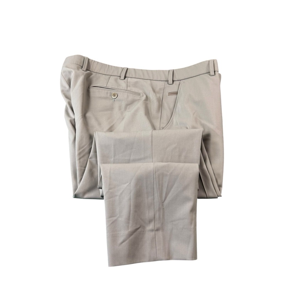 Meyer Bonn Tan Wool Blend Flat Front Men's Trouser Size 42x29